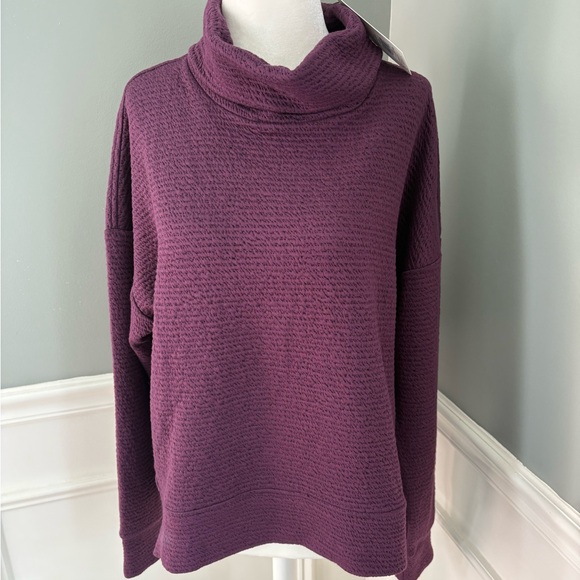 NWT CALIA Lunar Jacquard Funnel Neck sweatshirt in Velvet Plum size large. - Picture 5 of 7